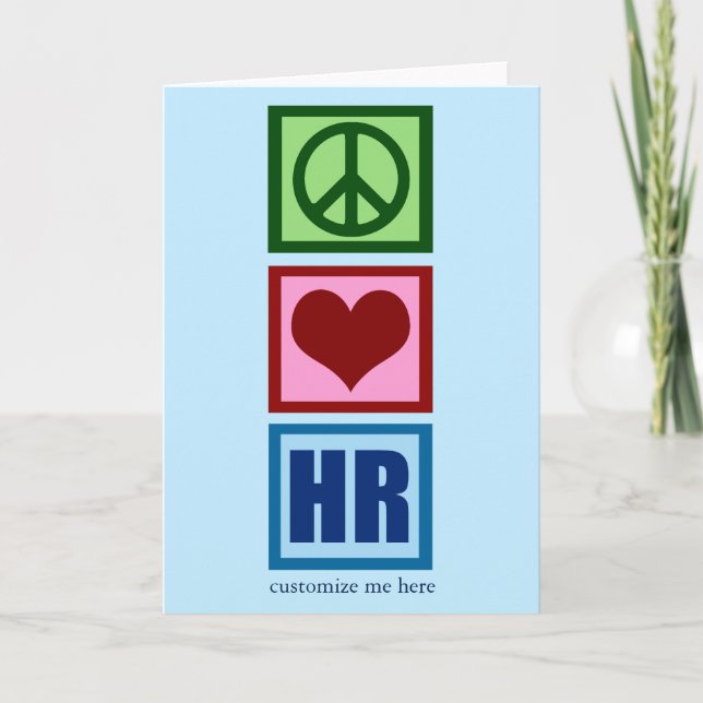 Peace Love HR Personalised Human Resources Blue Card (Front)