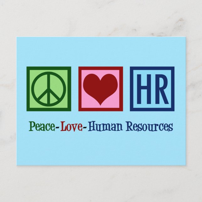 Peace Love Human Resources HR Postcard (Front)