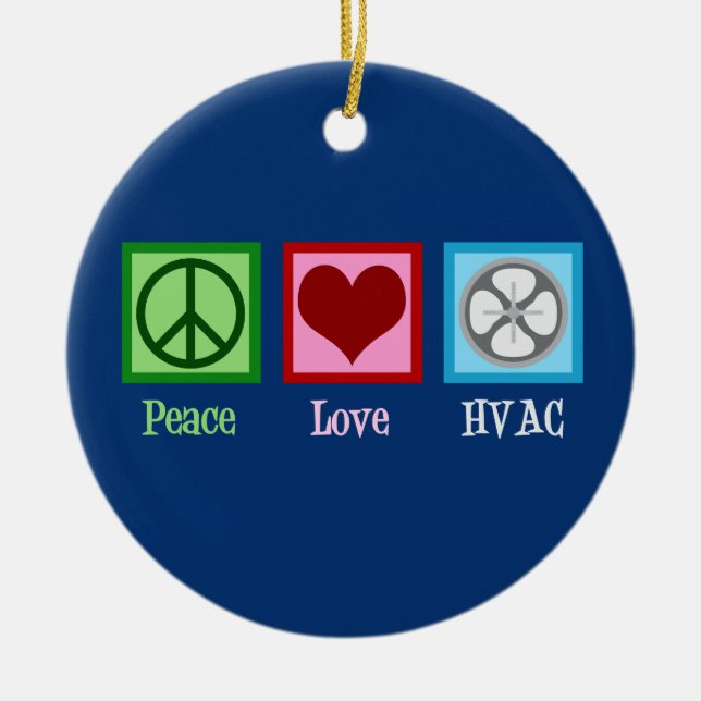 Peace Love HVAC Company Ceramic Tree Decoration (Front)