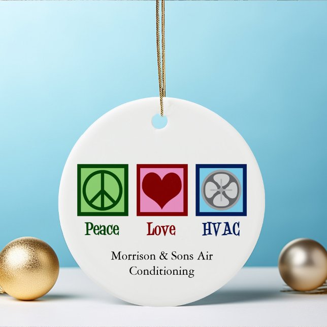 Peace Love HVAC Company Custom Christmas Ceramic Tree Decoration (Creator Uploaded)