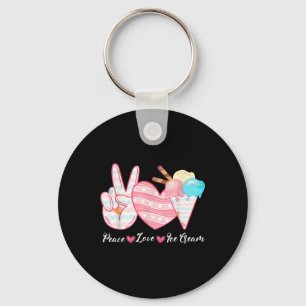 Peace Love Ice Cream Cute For Girls Summer Food Key Ring