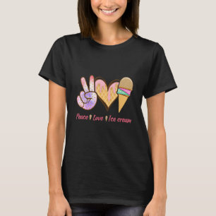 Peace Love Ice cream in summer Fruit Berry Ice cr T-Shirt