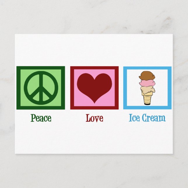 Peace Love Ice Cream Postcard (Front)
