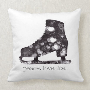 Peace Love Ice Figure Skating Art by S Szczucki Cushion