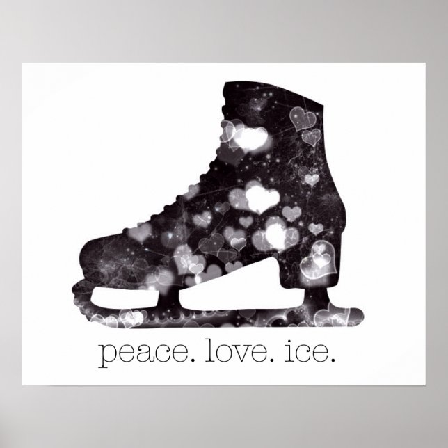 Peace Love Ice Figure Skating Art by S Szczucki Poster (Front)