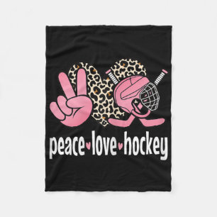 Peace Love Ice Hockey Cute Ice Hockey Women Girls  Fleece Blanket