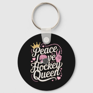 Peace Love Ice Hockey Queen Tee Key Ring
