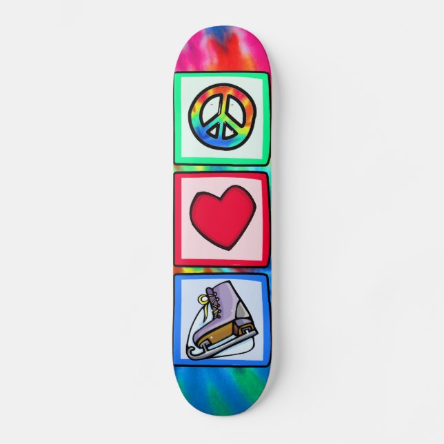 Peace, Love, Ice Skate Skateboard (Front)