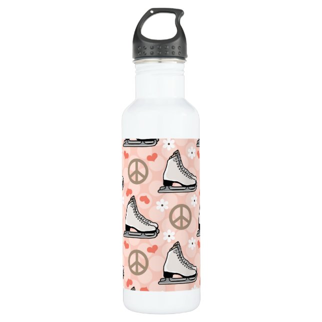 Peace Love Ice Skating BPA Free 710 Ml Water Bottle (Front)