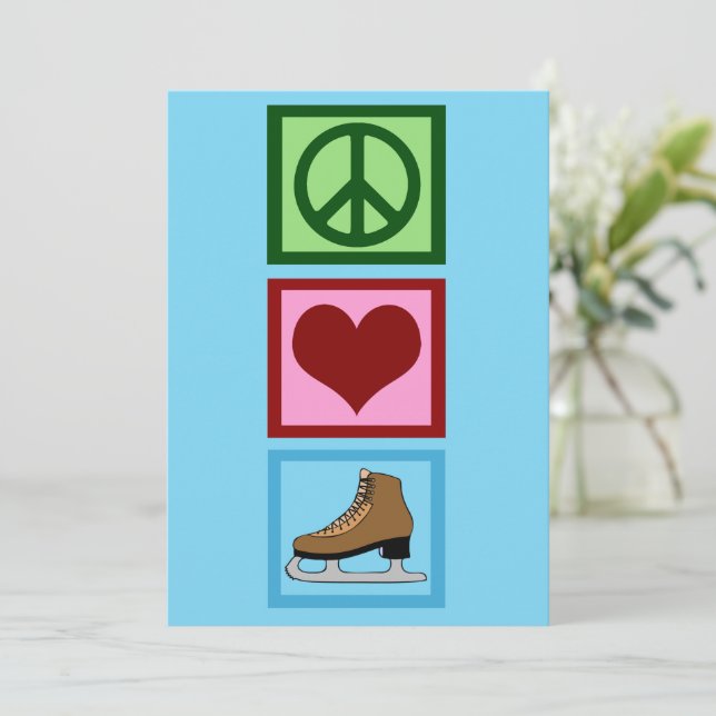 Peace Love Ice Skating Holiday Card (Standing Front)