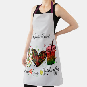 Peace Love Iced Coffee Fun Apron