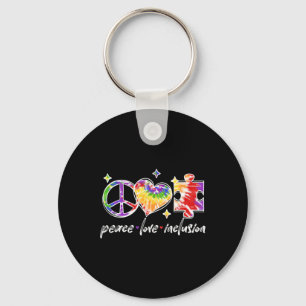 Peace Love Inclusion Rainbow Tie Dye Autism Awaren Key Ring