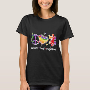 Peace Love Inclusion Rainbow Tie Dye Autism Awaren T-Shirt