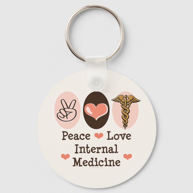 Peace Love Internal Medicine Keychain (Front)