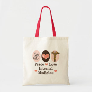 Peace Love Internal Medicine Tote Bag