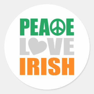 Peace Love Irish Classic Round Sticker
