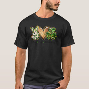 Peace Love Irish Cute Peace Heart Shamrock St Patr T-Shirt