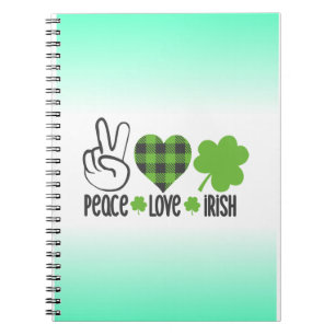 Peace Love Irish St. Patrick's Day Design-66677 Notebook