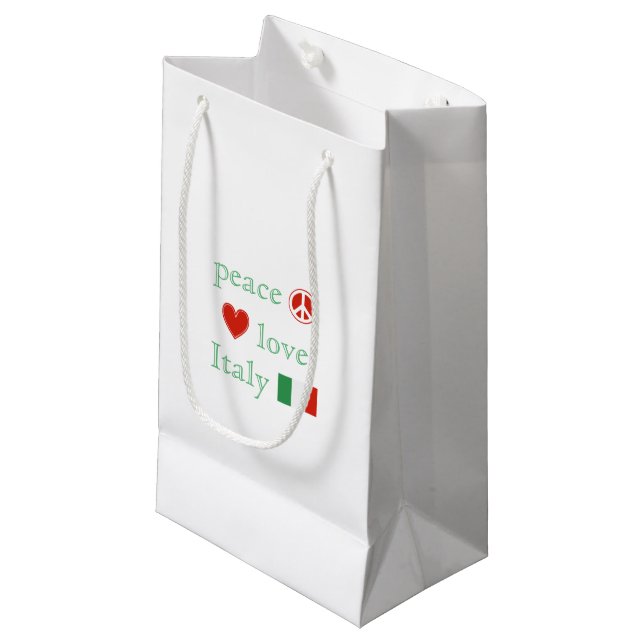 Peace Love Italy Heart Italian Republic Flag Small Gift Bag (Front Angled)