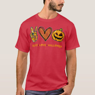 Peace Love Jack O Lantern Pumpkin Funny Spooky Hal T-Shirt