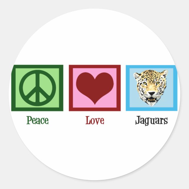 Peace Love Jaguars Classic Round Sticker (Front)