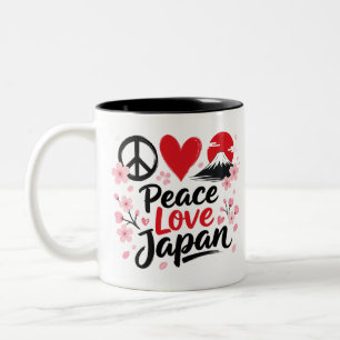 Peace Love Japan Gift for Japan Lovers Two-Tone Coffee Mug