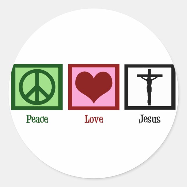 Peace Love Jesus Classic Round Sticker (Front)