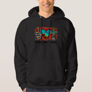 Peace Love Jesus Leopard Western Cowhide Serape Su Hoodie