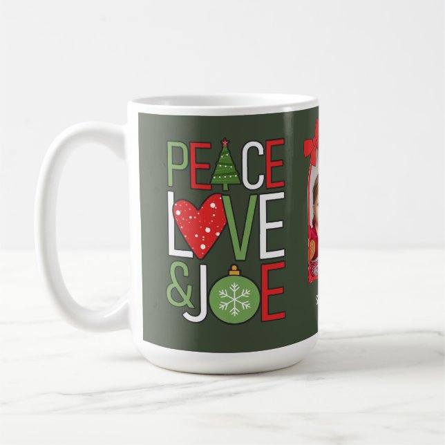 Peace, Love & Joe Christmas Photo ID1113 Coffee Mug (Left)