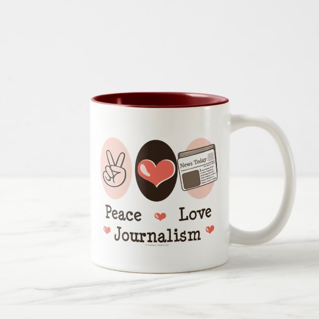 Peace Love Journalism Mug (Right)