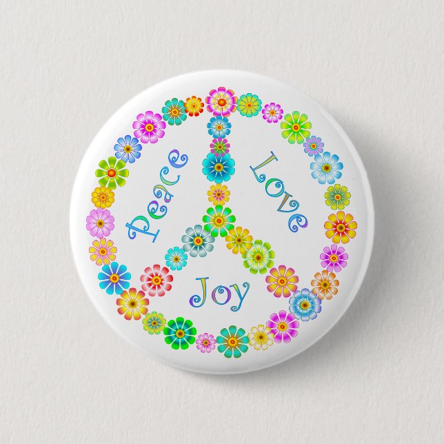 Peace Love Joy 6 Cm Round Badge (Front)