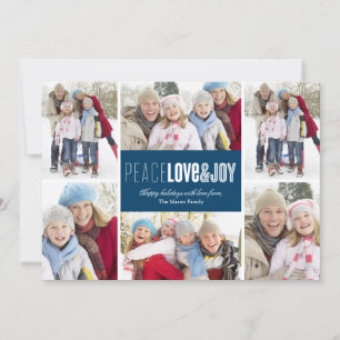 Peace, Love & Joy   Blue Holiday Card