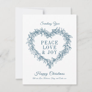 Peace, love joy blue mistletoe heart Christmas