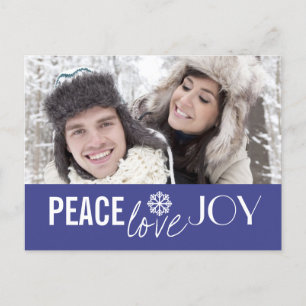 Peace Love Joy Blue Snowflake Holiday Postcards