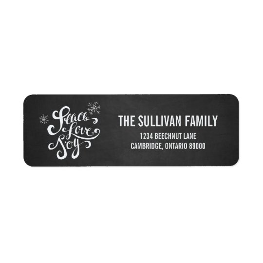 Peace, Love & Joy Chalkboard Holiday Address Label