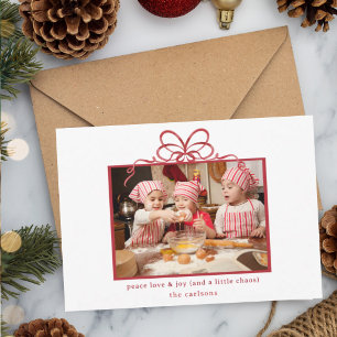Peace Love Joy Chaos Family Photo Christmas Card