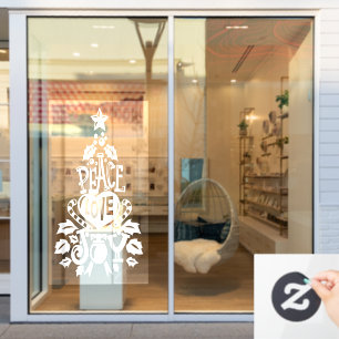 Peace love joy christmas blessing white window cling