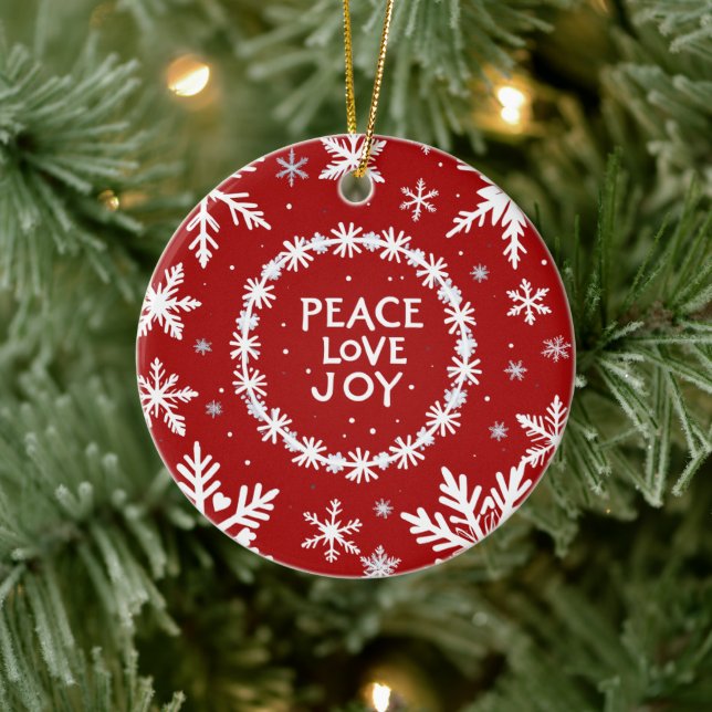 Peace Love Joy Christmas Festive  Ceramic Tree Decoration (Tree)