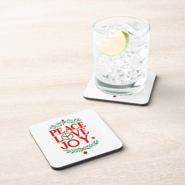 Peace Love Joy Christmas Festive Holiday  Coaster (Right Side)