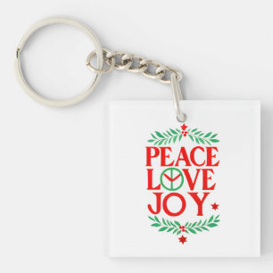 Peace Love Joy Christmas Festive Holiday Key Ring