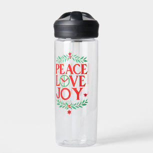Peace Love Joy Christmas Festive Holiday  Water Bottle