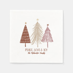 Peace, Love & Joy Christmas Festive Trees Holiday Napkin