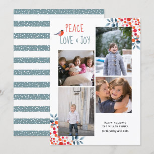 Peace, love, joy Christmas four photo collage card