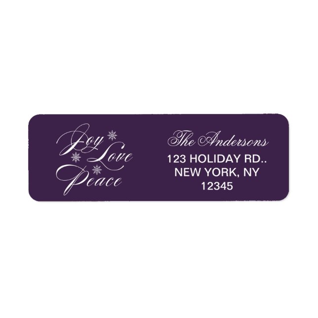 PEACE, LOVE, JOY CHRISTMAS HOLIDAY PURPLE (Front)