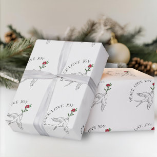 PEACE LOVE JOY Christmas Holiday Snowbird Wrapping Paper