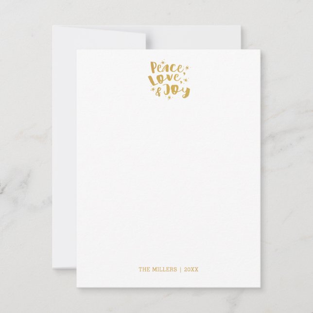Peace Love Joy Christmas Note Card (Front)