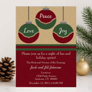 Peace, Love, Joy Christmas Party Invite