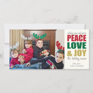 Peace Love & Joy Christmas Photocards Holiday Card