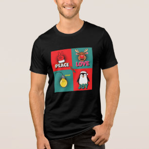 Peace Love Joy Christmas Pop Art Tri-Blend Shirt