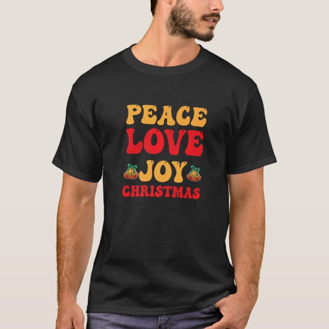 Peace Love Joy Christmas Santa Family Snow Winter  T-Shirt (Front)